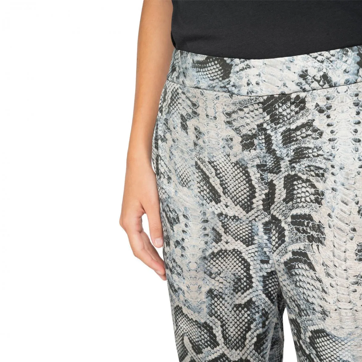 Pantaloni Pitonati In Viscosa Satin, Bianco