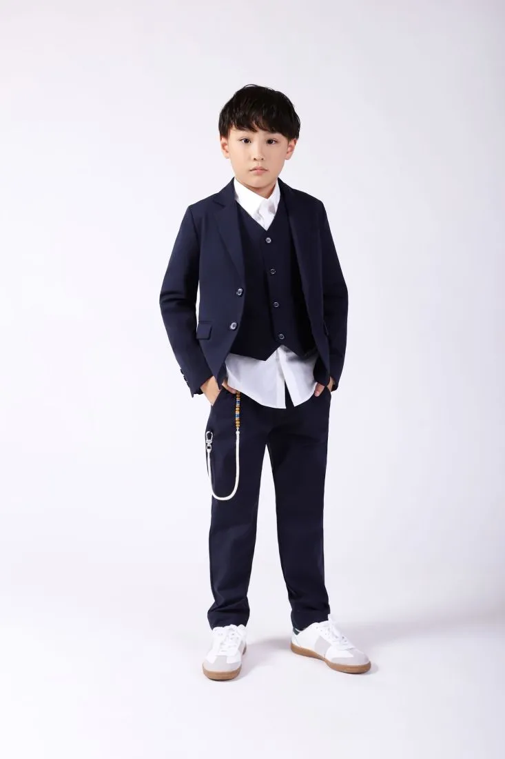 Pantaloni slim-fit bambino monocolour con coulisse e catena