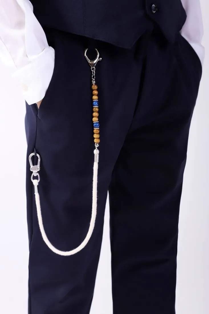 Pantaloni slim-fit bambino monocolour con coulisse e catena