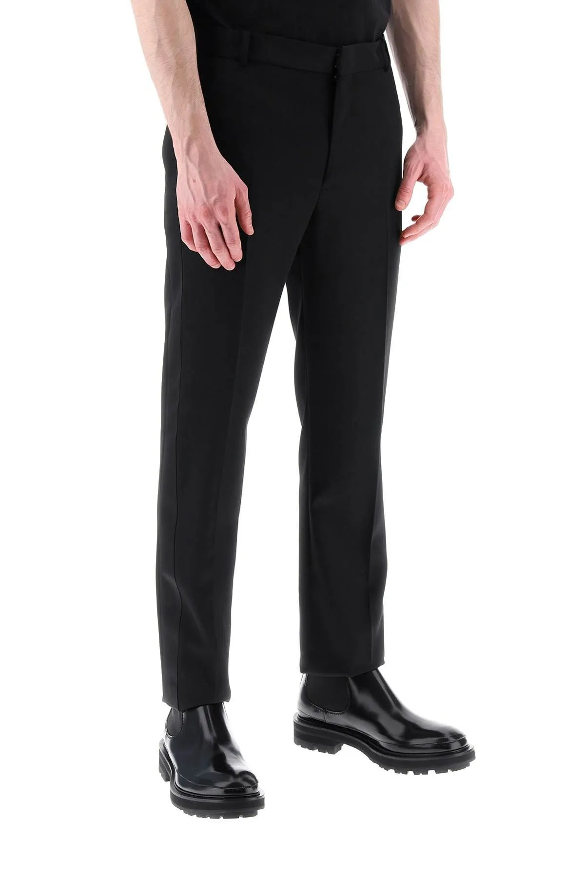 PANTALONI SMOKING IN GRAIN DE POUDRE