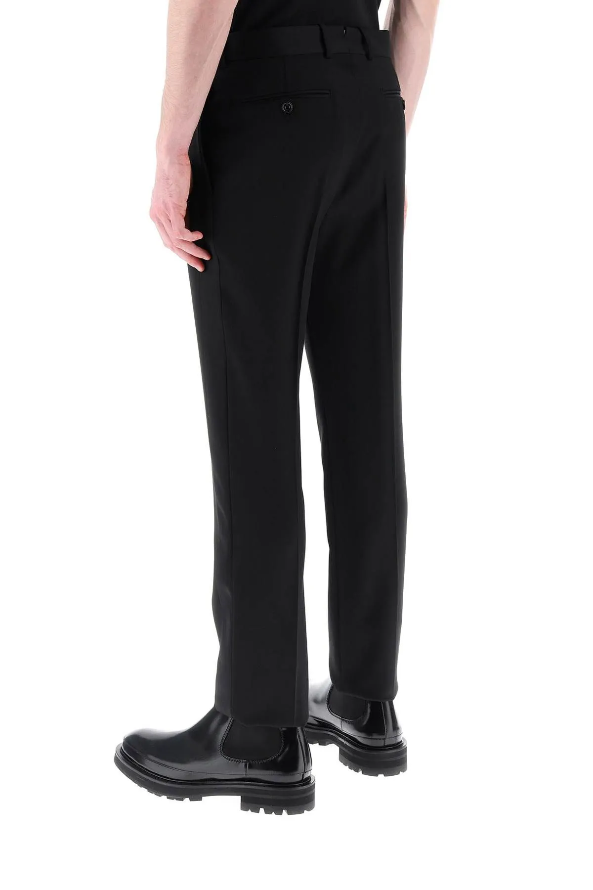 PANTALONI SMOKING IN GRAIN DE POUDRE
