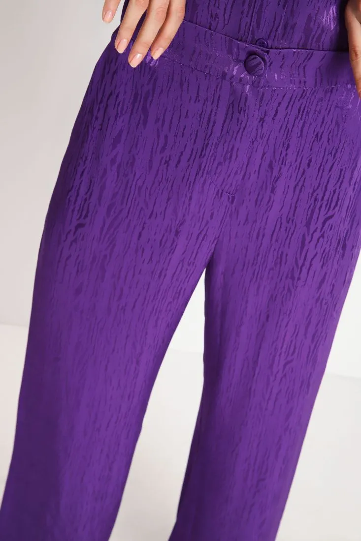 Pantaloni straight con striature effetto satin
