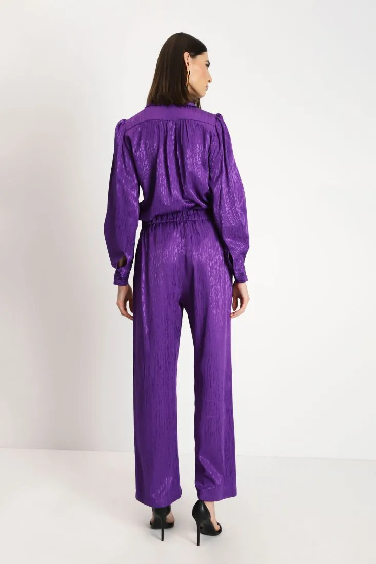 Pantaloni straight con striature effetto satin