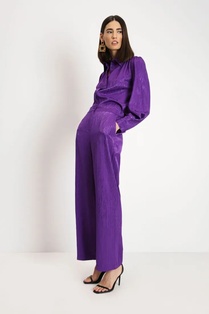 Pantaloni straight con striature effetto satin