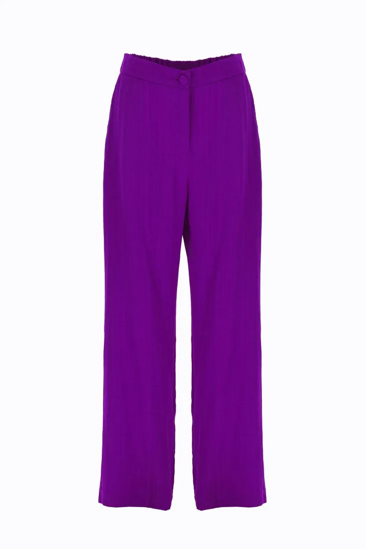 Pantaloni straight con striature effetto satin