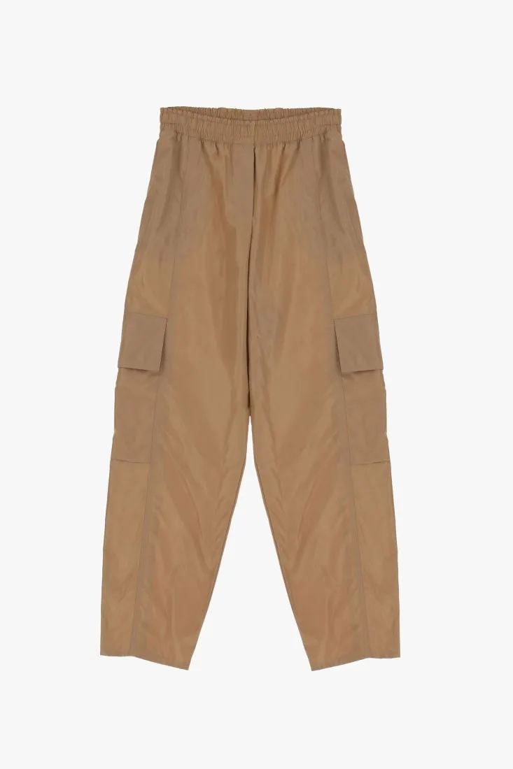 Pantaloni straight cropped monocolour con tasche laterali