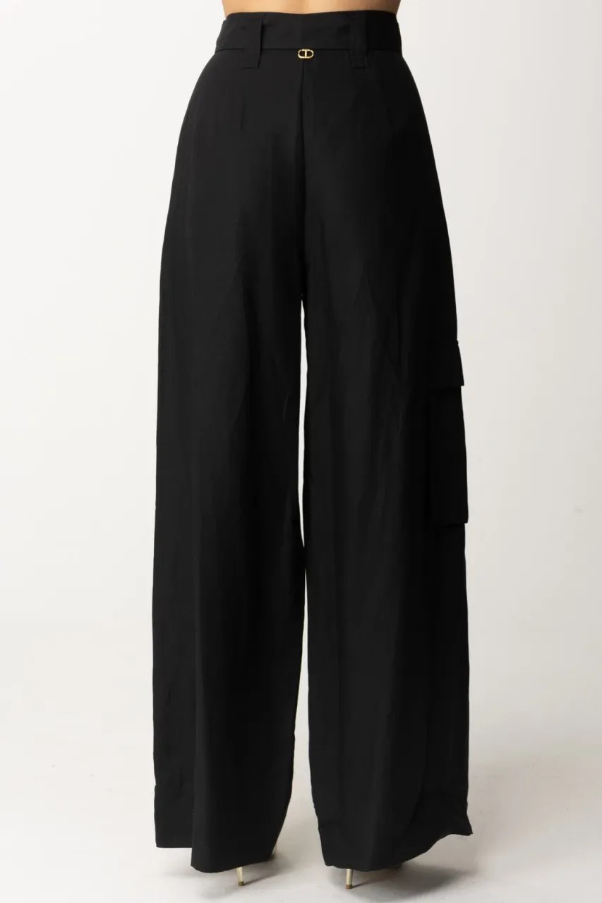 Pantaloni Wide Leg con cintura Nero