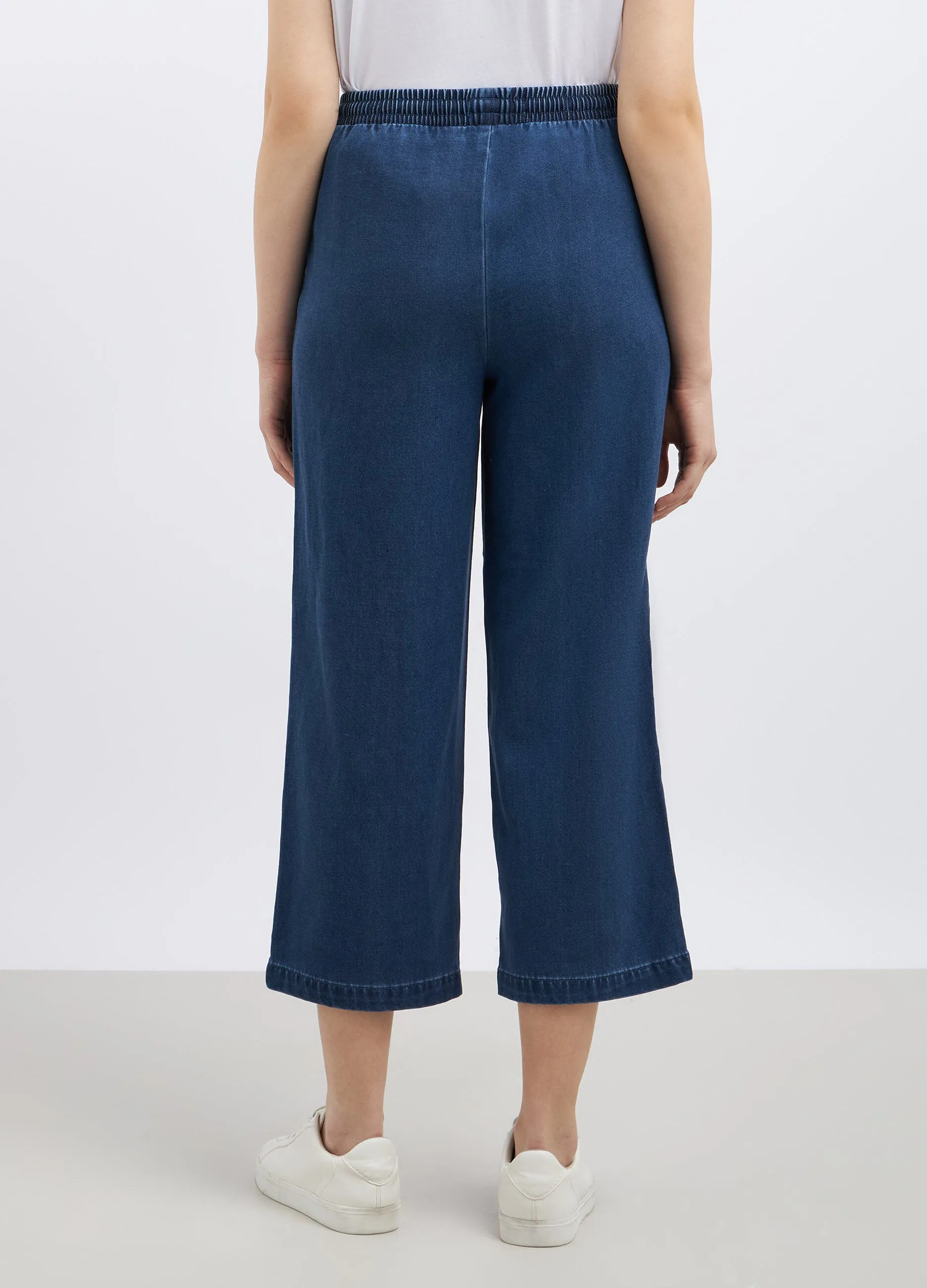 Pantaloni wide leg in misto lyocell donna