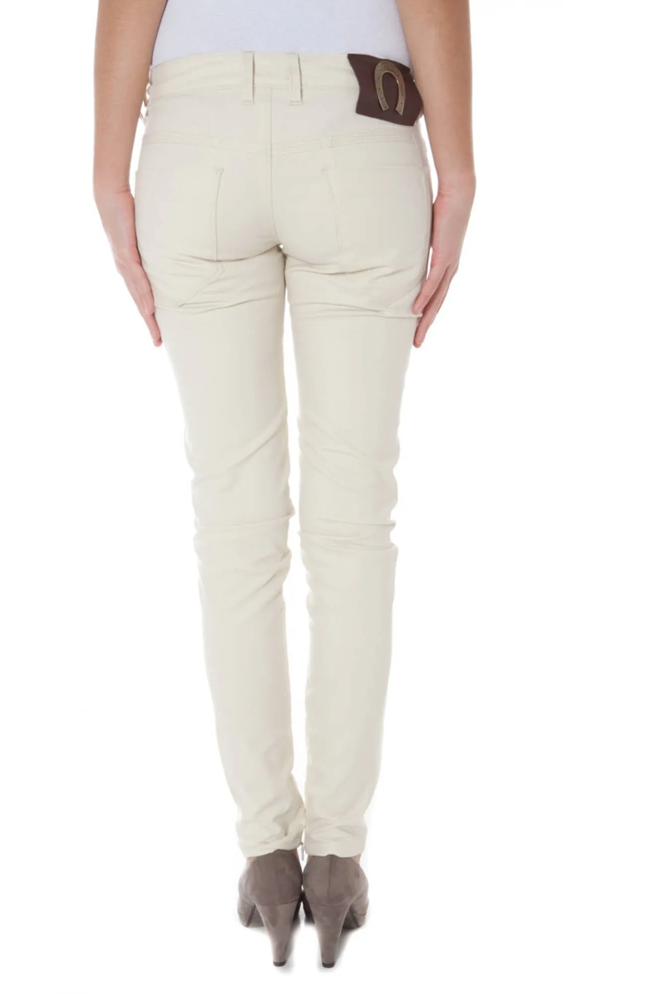 Phard pantalone jeans beige gamba stretta   
