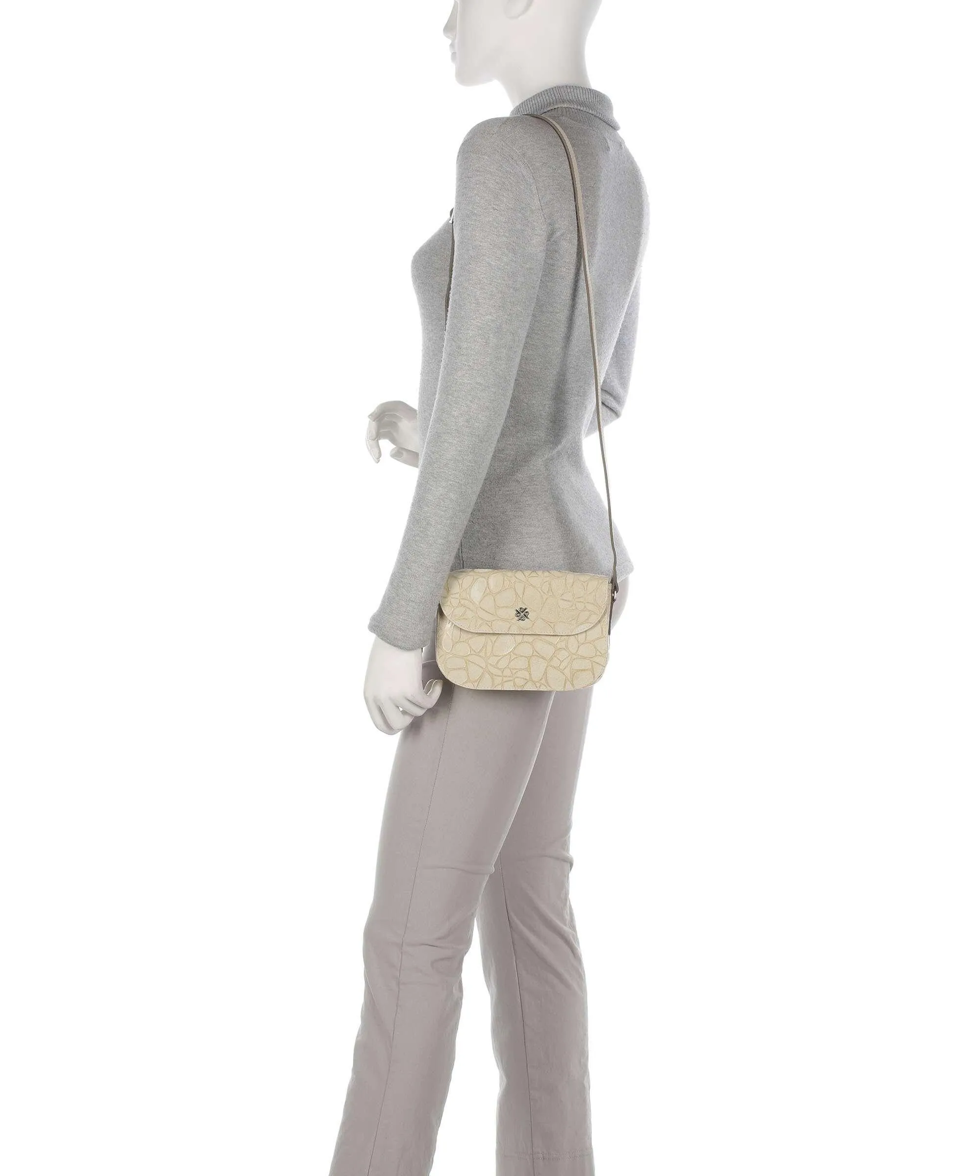  Picard Clams Borsa a tracolla pelle bovina ruvida beige  