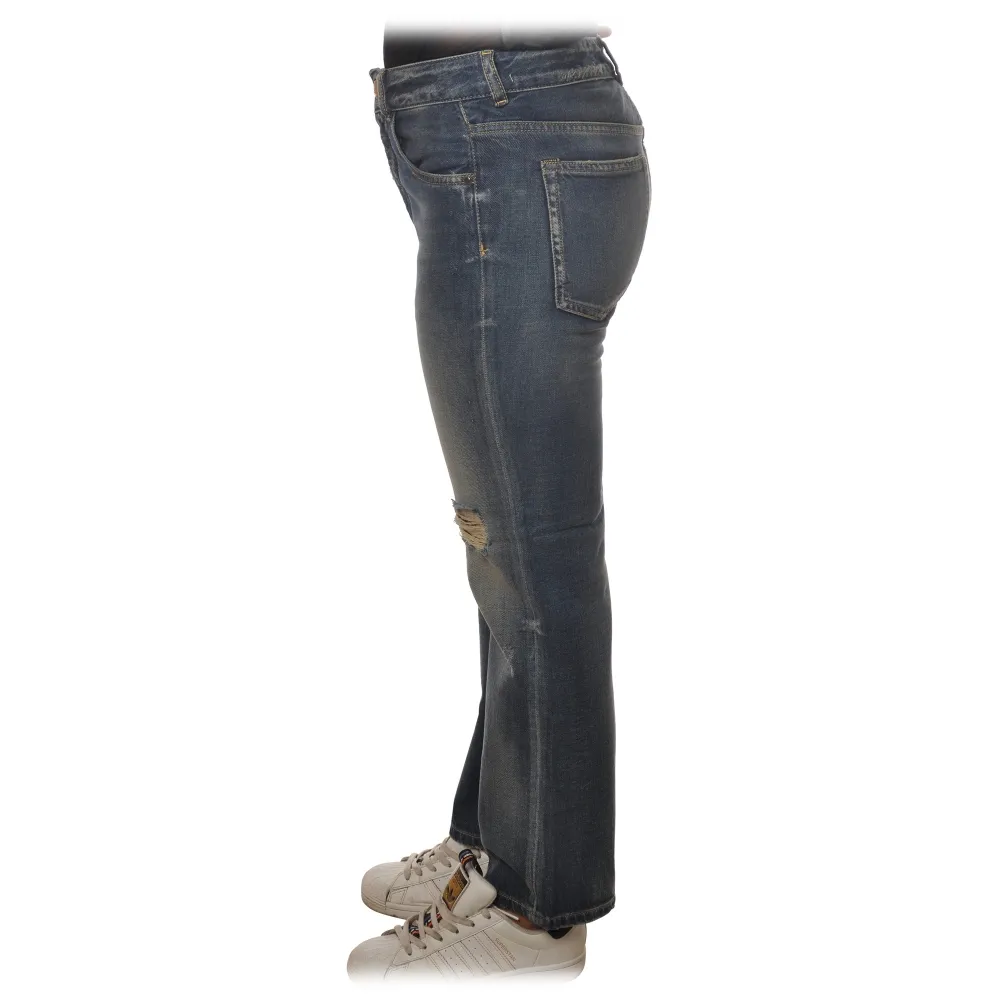 Pinko - Jeans Bootcut Brigitta con Strappi - Denim Medio - Pantalone - Made in Italy - Luxury Exclusive Collection