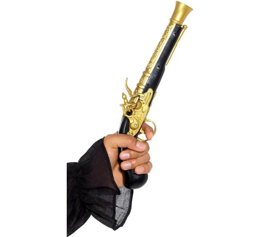 Pistola da pirata nero o dorato di 30 cm