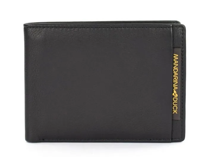PORTAFOGLIO UOMO MANDARINA DUCK PIATTO PELLE NERO DUAL P10UDP03651
