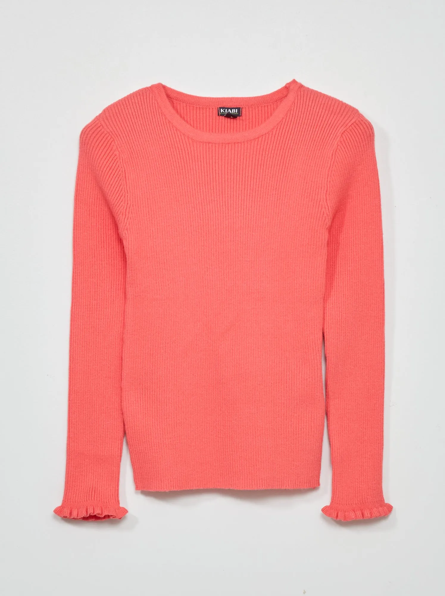 Pullover in maglia a coste - Corallo