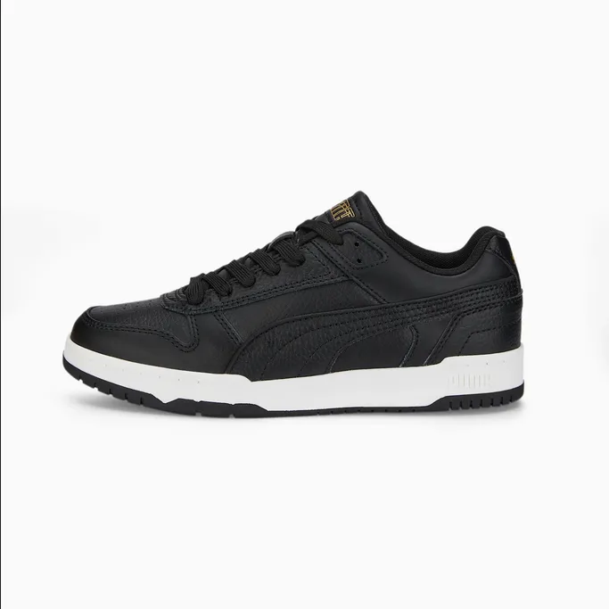 Puma low sneakers for boys RBD Game Low Jr 387350 02 black-gold-white