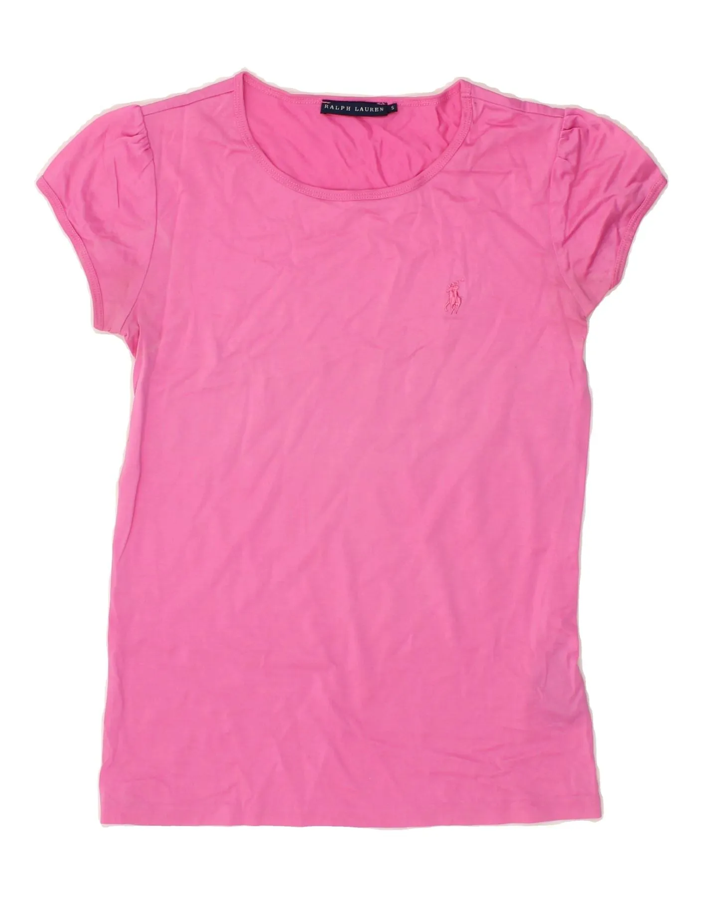 RALPH LAUREN Womens T-Shirt Top UK 8 Small Pink Cotton