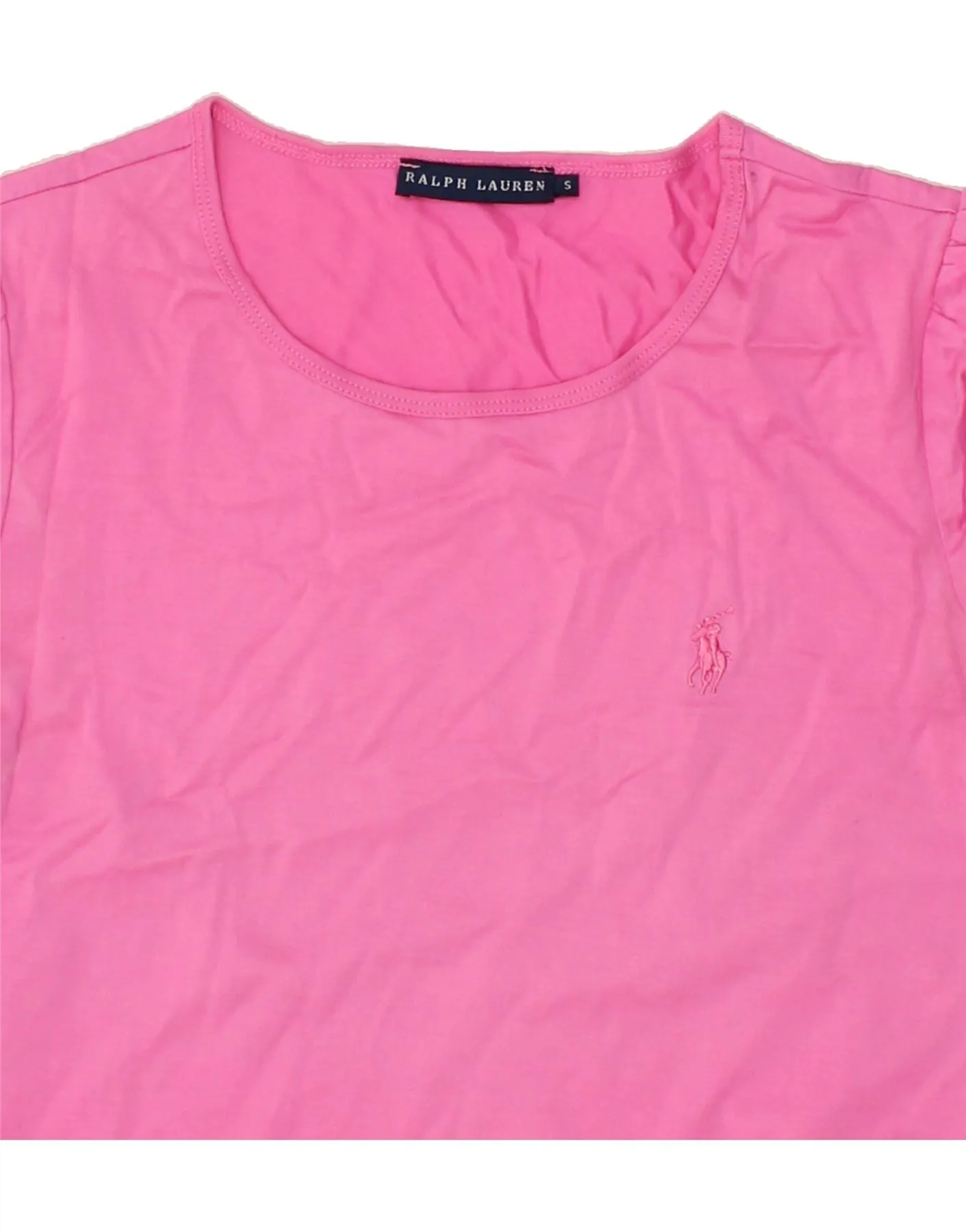 RALPH LAUREN Womens T-Shirt Top UK 8 Small Pink Cotton