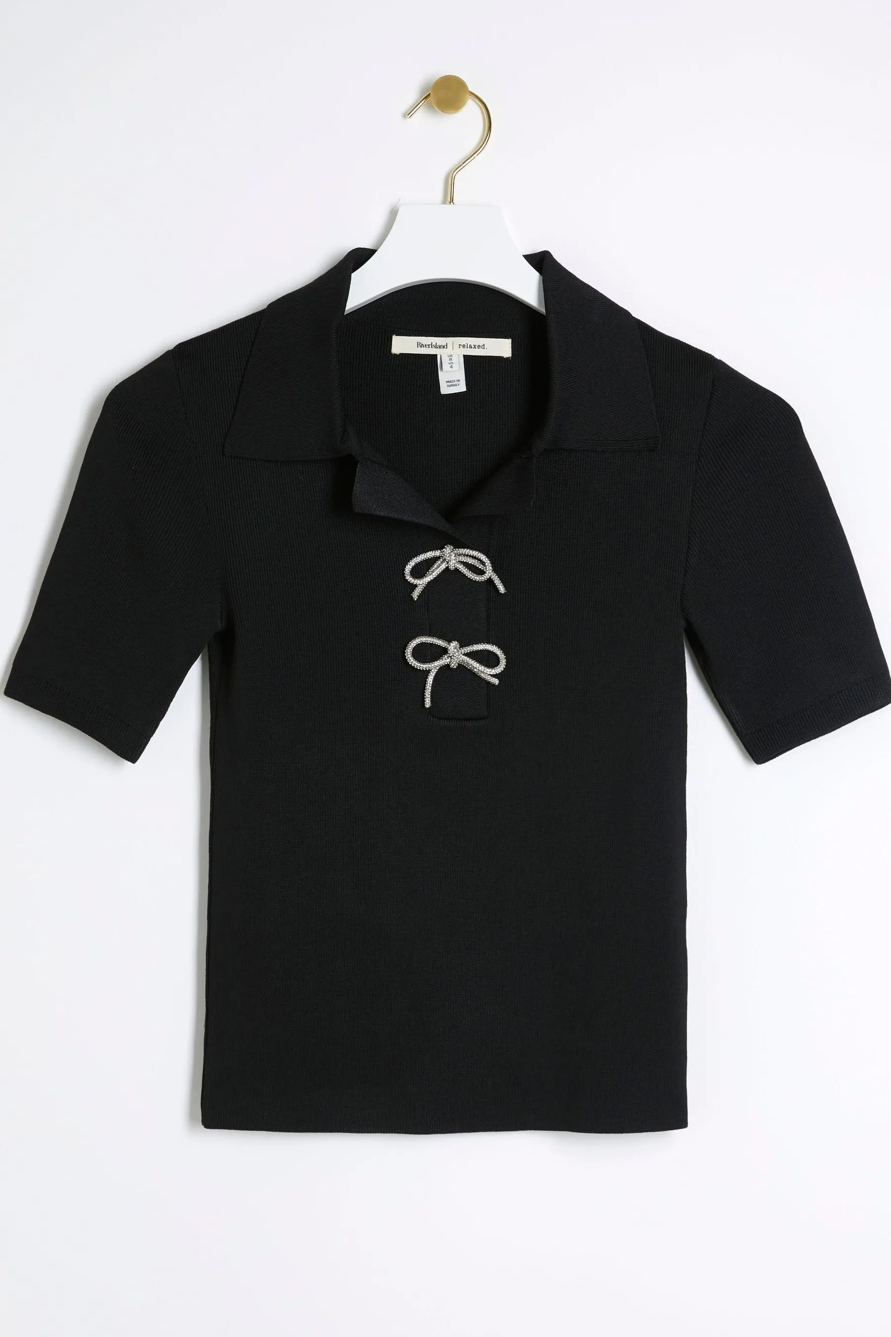 River Island Bow Polo Top    