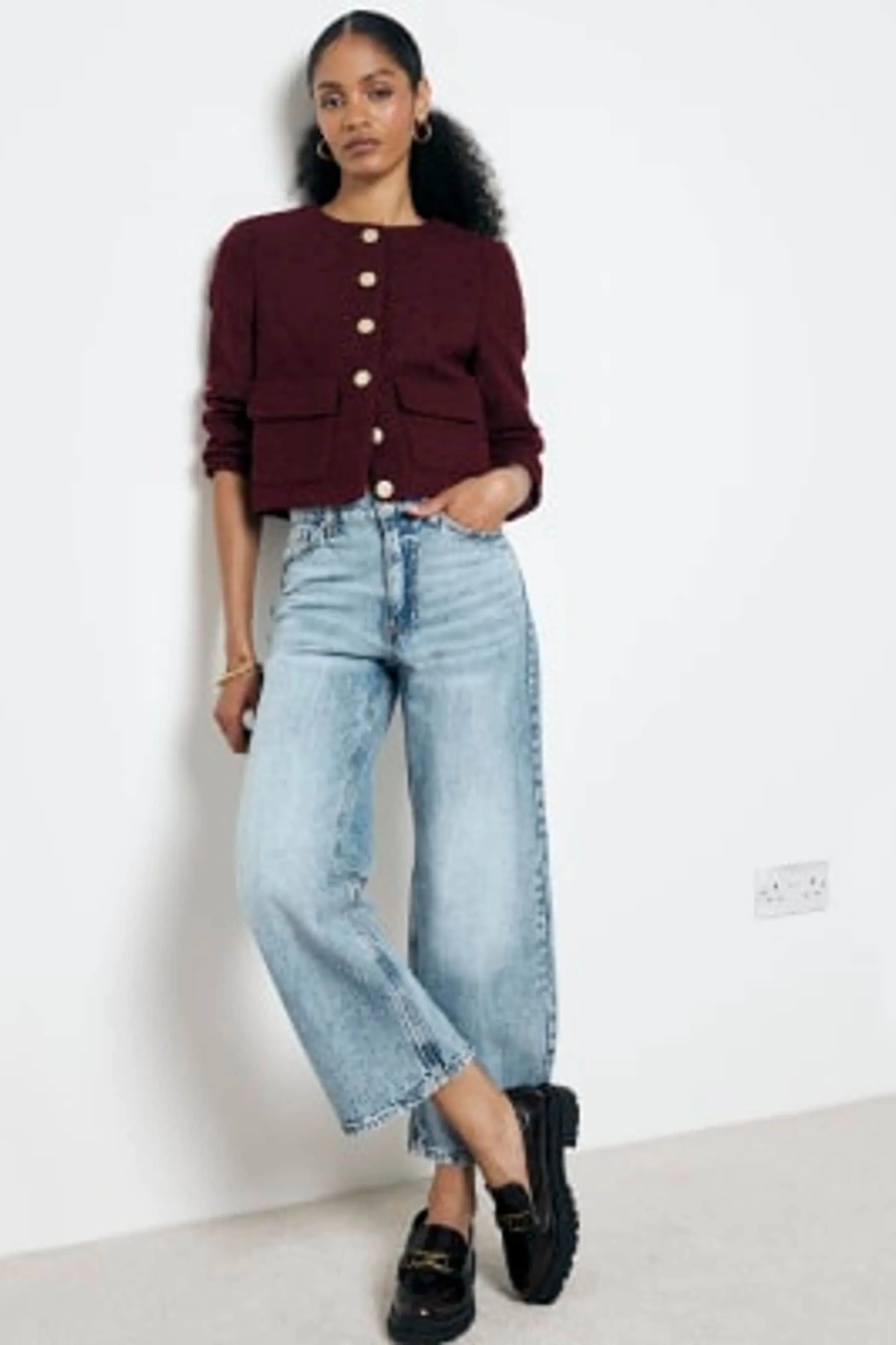 River Island - Jeans retta e comoda a vita alta