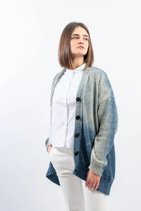 ROBERTO COLLINA CARDIGAN EFFETTO DENIM T42010