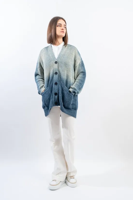 ROBERTO COLLINA CARDIGAN EFFETTO DENIM T42010