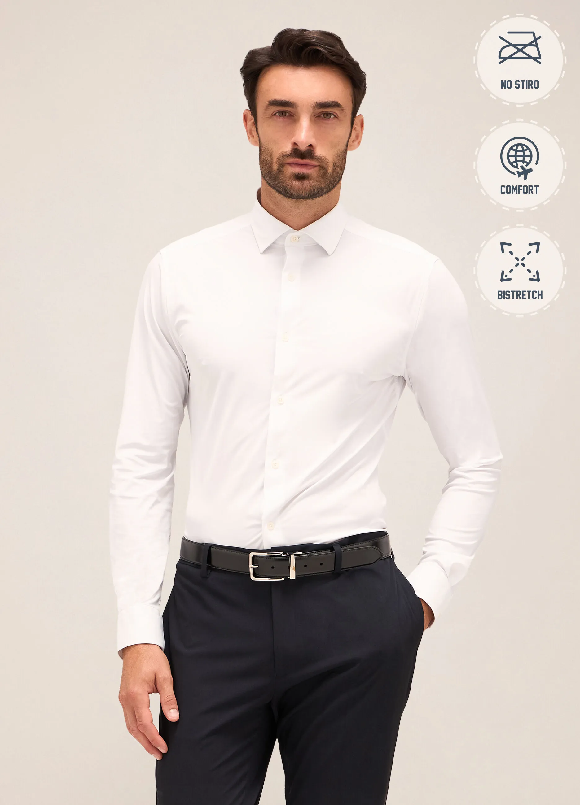 RUMFORD  Camicia slim fit colletto classico in tessuto stretch uomo