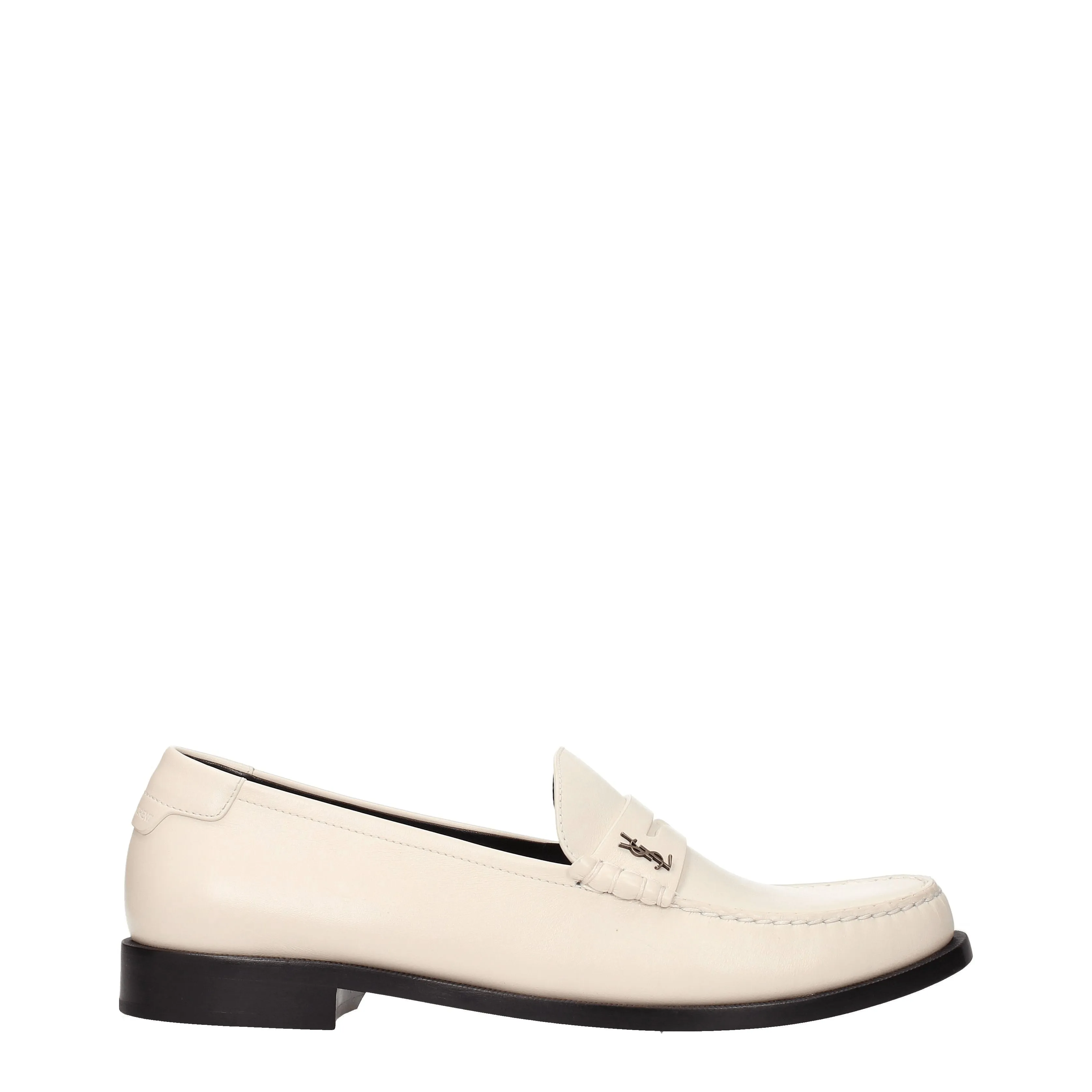 Saint Laurent Mocassini Uomo Pelle Beige/Perla Antica