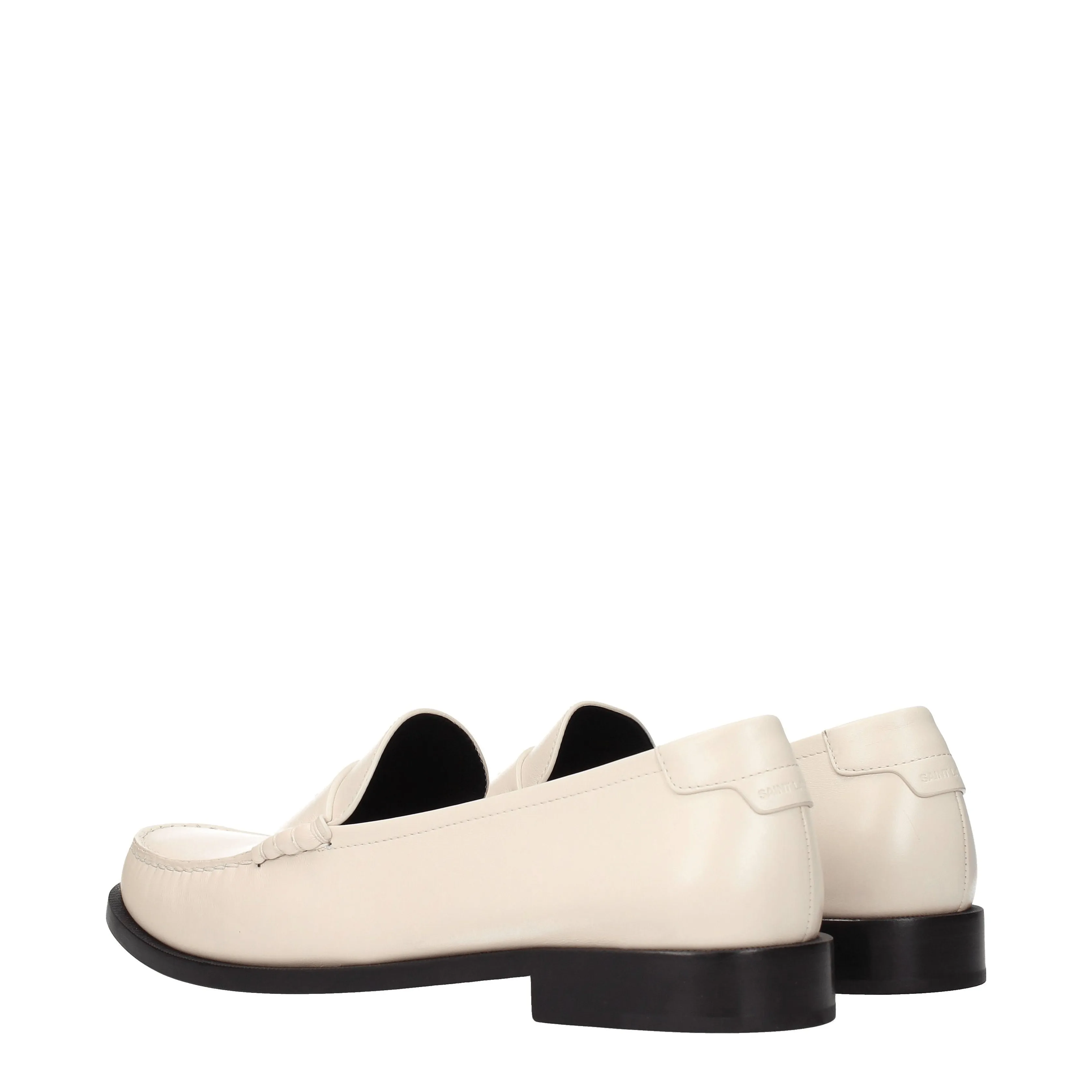 Saint Laurent Mocassini Uomo Pelle Beige/Perla Antica