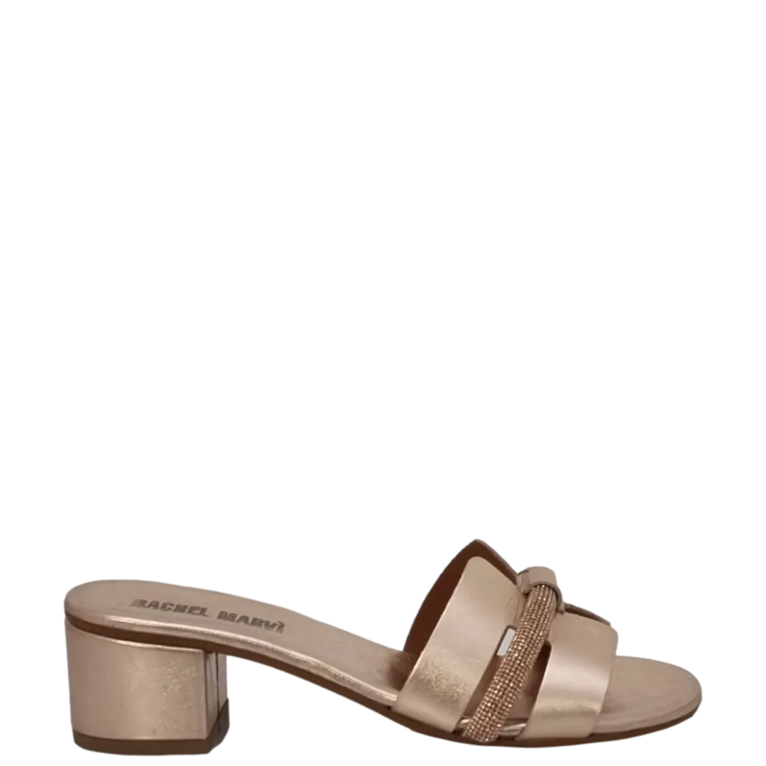 Sandali eleganti cipria a ciabatta con strass cipria