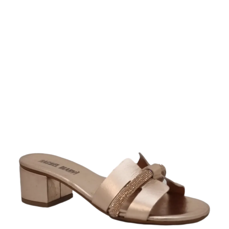 Sandali eleganti cipria a ciabatta con strass cipria