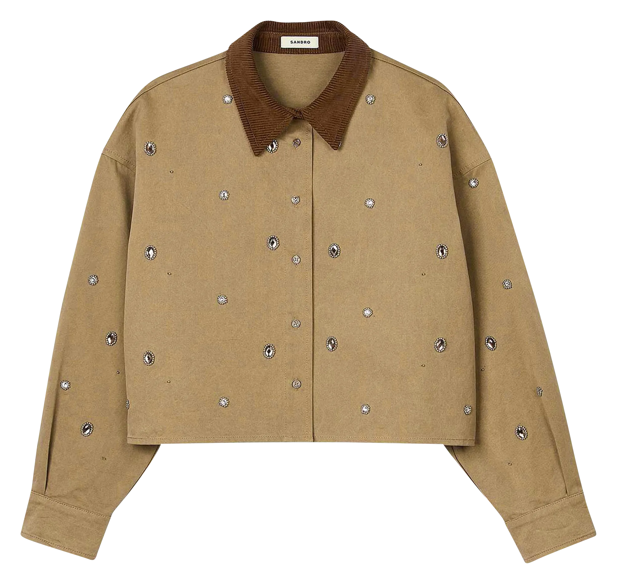  SANDRO   Giacca collo classico in cotone | Kaki