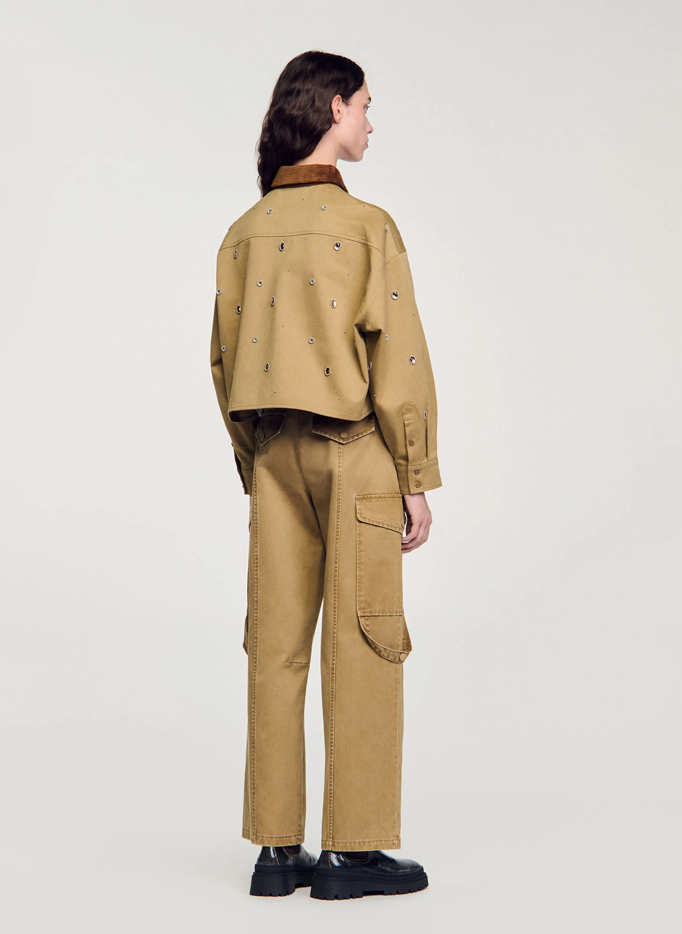  SANDRO   Giacca collo classico in cotone | Kaki