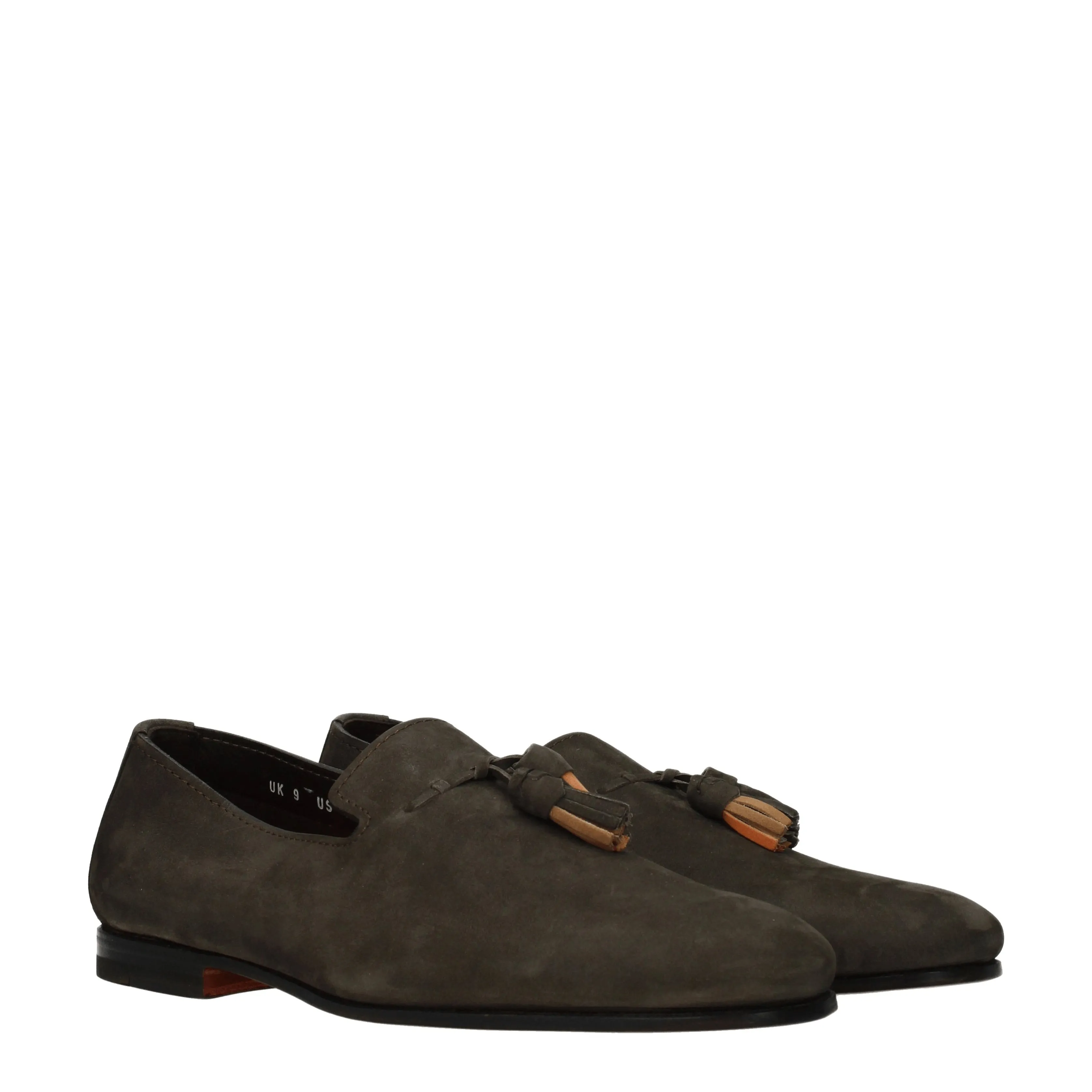 Santoni Mocassini Uomo Camoscio Grigio/Grigio Scuro