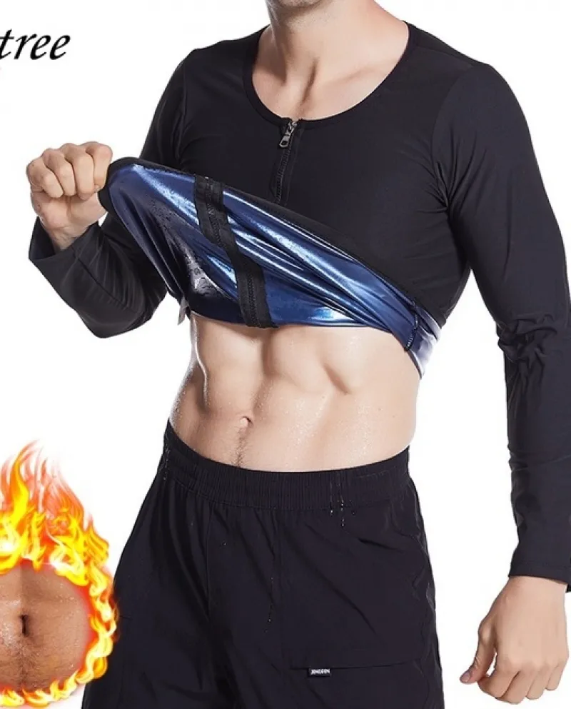 Sauna Vita Trainer Per Gli Uomini Perdita Di Peso Guaina Maniche Lunghe Magliette E Camicette Sudore Shapewear Camicia Dimagrant