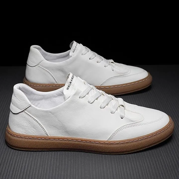 Scarpe casual piatte in pelle moda uomo solido