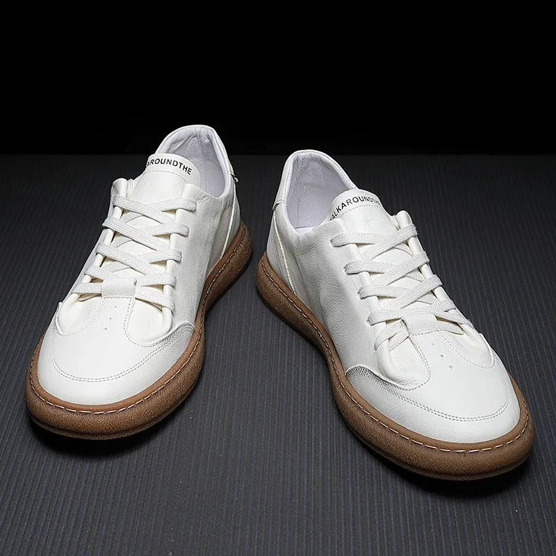Scarpe casual piatte in pelle moda uomo solido
