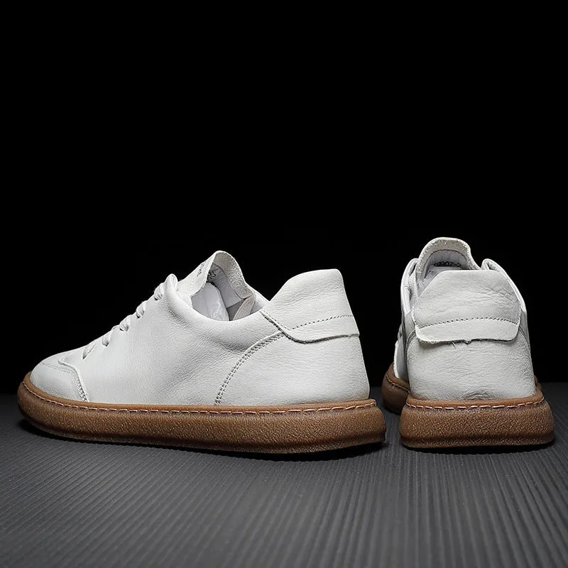 Scarpe casual piatte in pelle moda uomo solido