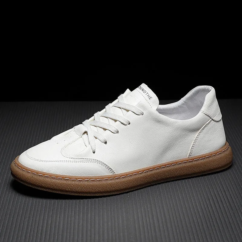 Scarpe casual piatte in pelle moda uomo solido