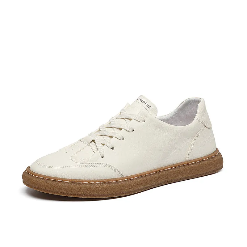 Scarpe casual piatte in pelle moda uomo solido