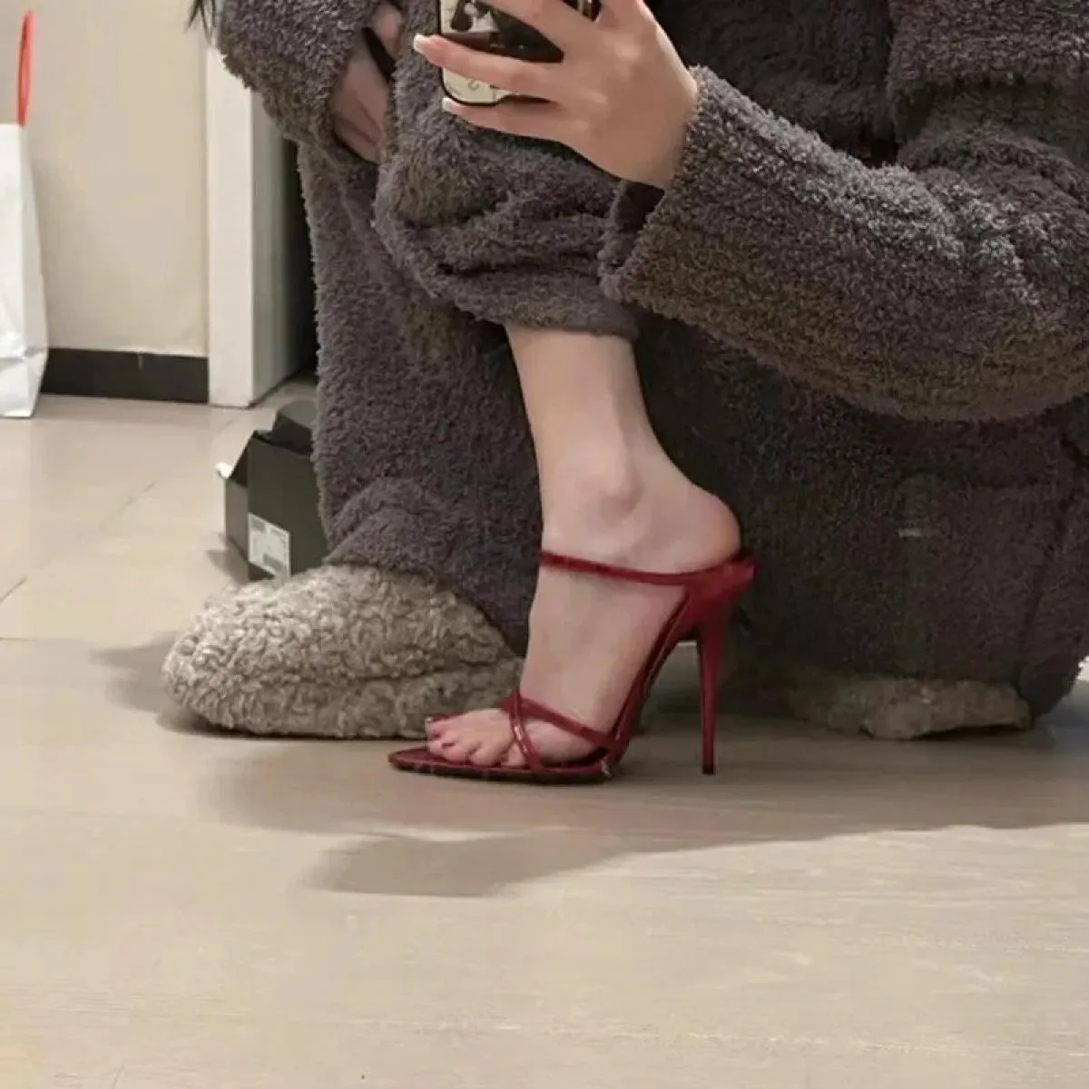 Scarpe da donna con tacco alto e sottile Décolleté con cinturino alla caviglia Sandali con cinturino incrociato Scarpe da donna
