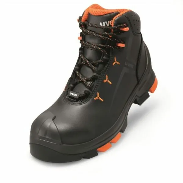 Scarponcini antinfortunistici S3 Uvex da  Unisex tg. 47, col. Nero, Arancione, ESD, resistenti all'acqua, con puntale