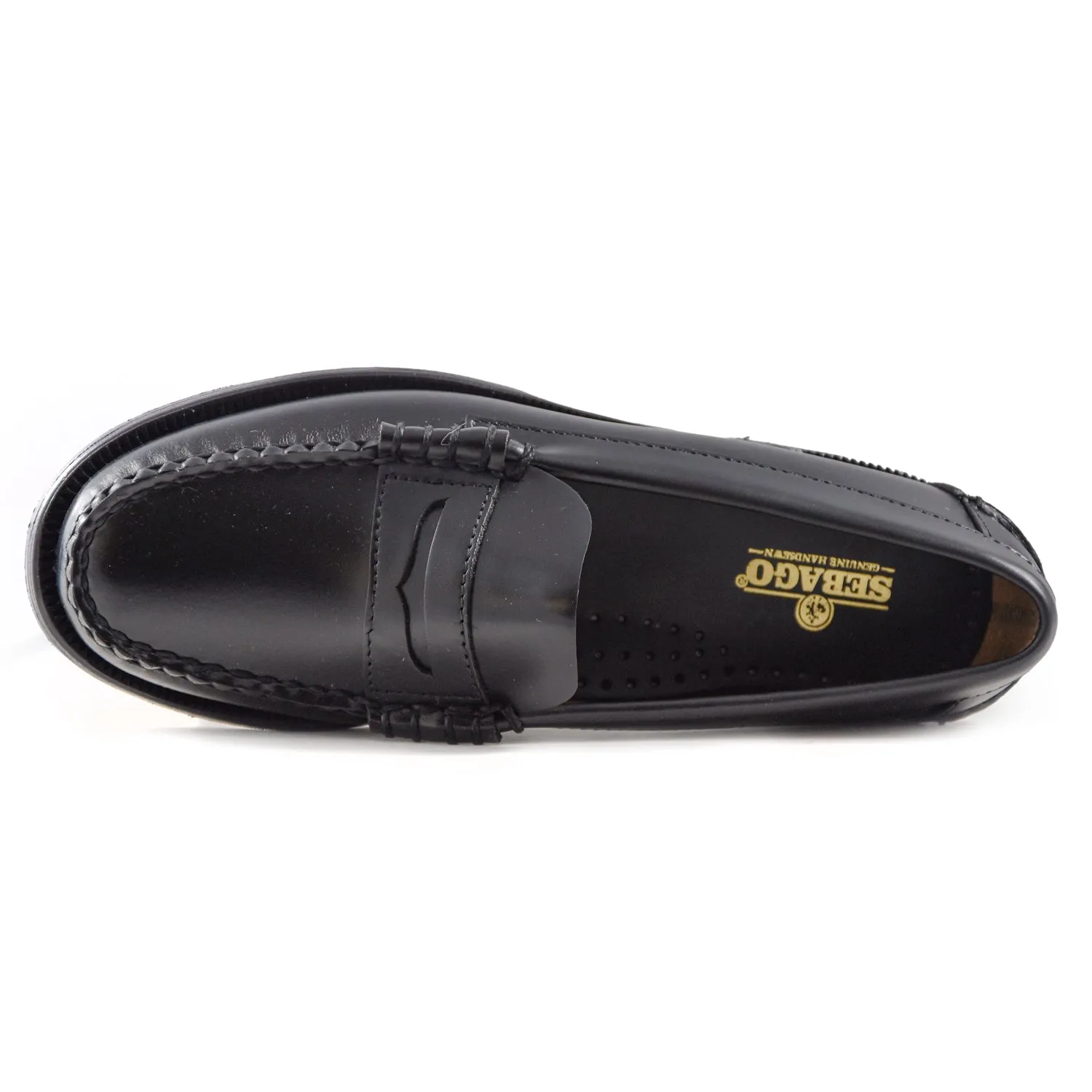 Sebago Mocassini Donna In Spazzolato Nero Suola In Cuoio Trattato