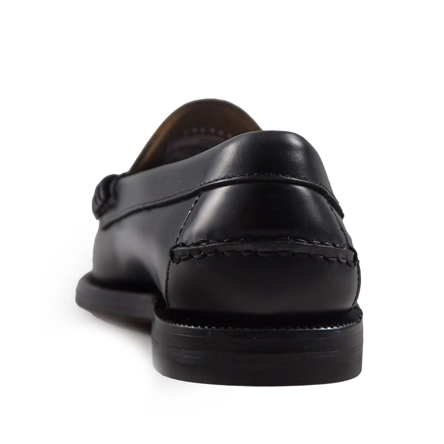 Sebago Mocassini Donna In Spazzolato Nero Suola In Cuoio Trattato