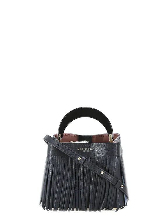 SECCHIELLO MINI MY BEST BAG FIRENZE IN PELLE NEW INGRID FRANGIA MYB-8132 NERO