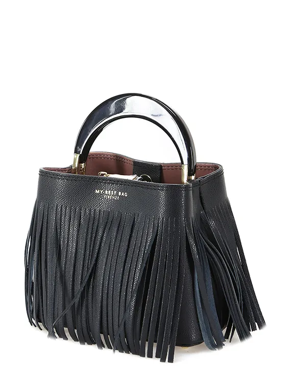 SECCHIELLO MINI MY BEST BAG FIRENZE IN PELLE NEW INGRID FRANGIA MYB-8132 NERO