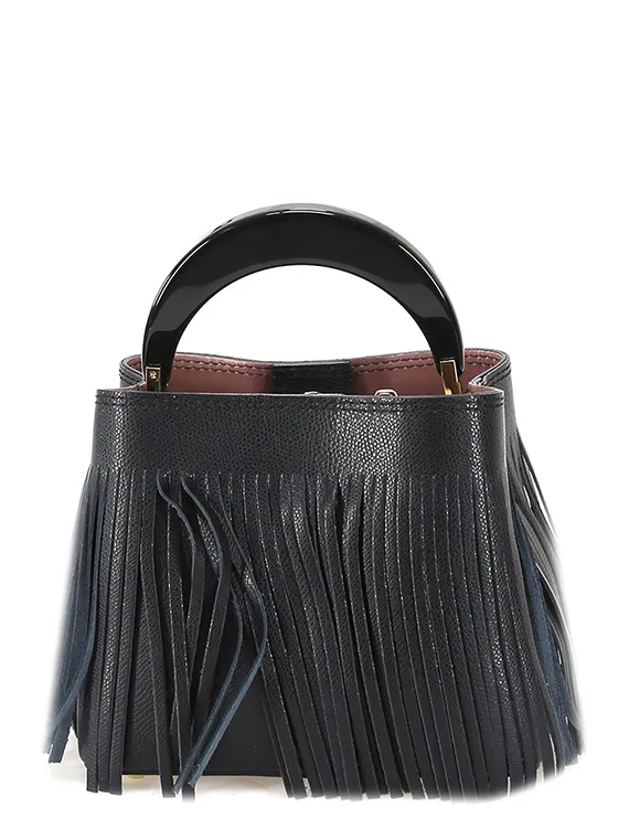SECCHIELLO MINI MY BEST BAG FIRENZE IN PELLE NEW INGRID FRANGIA MYB-8132 NERO