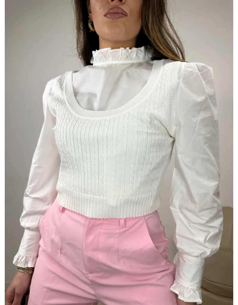 SET GEREMY: CROP TOP + CAMICIA BIANCO