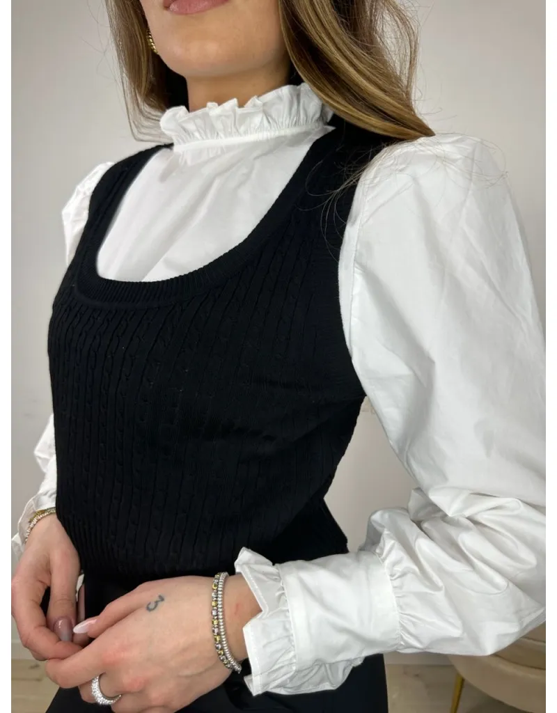 SET GEREMY: CROP TOP + CAMICIA NERO