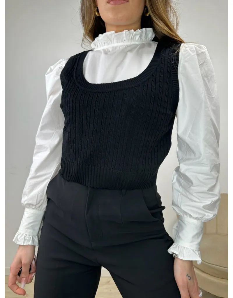 SET GEREMY: CROP TOP + CAMICIA NERO