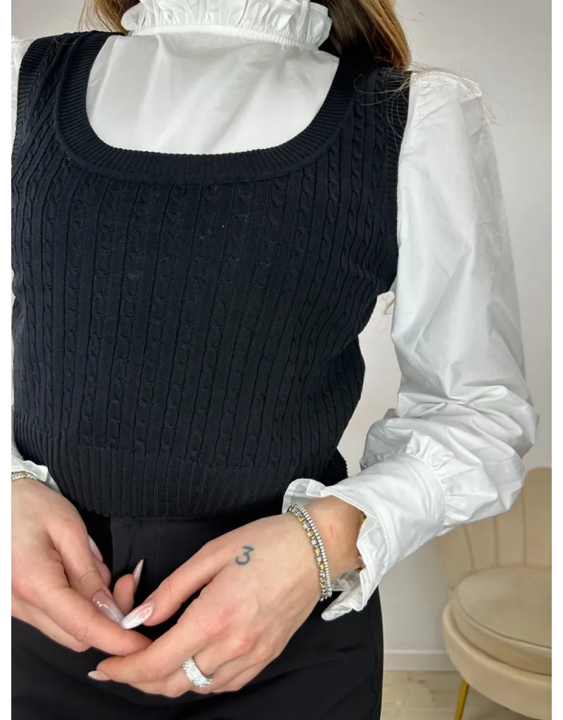 SET GEREMY: CROP TOP + CAMICIA NERO